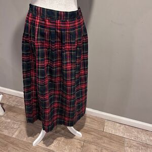 Vintage Leslie Fay red Paid Skirt Pleated Womens 10